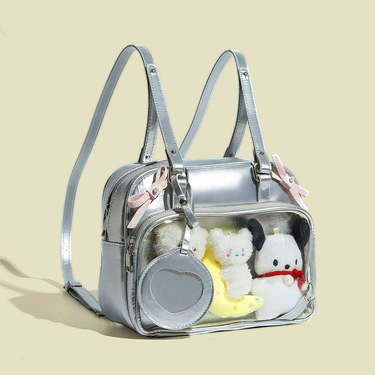 Kawaii Transparent Ita Bag – Cute Plush Display Backpack & Shoulder Bag